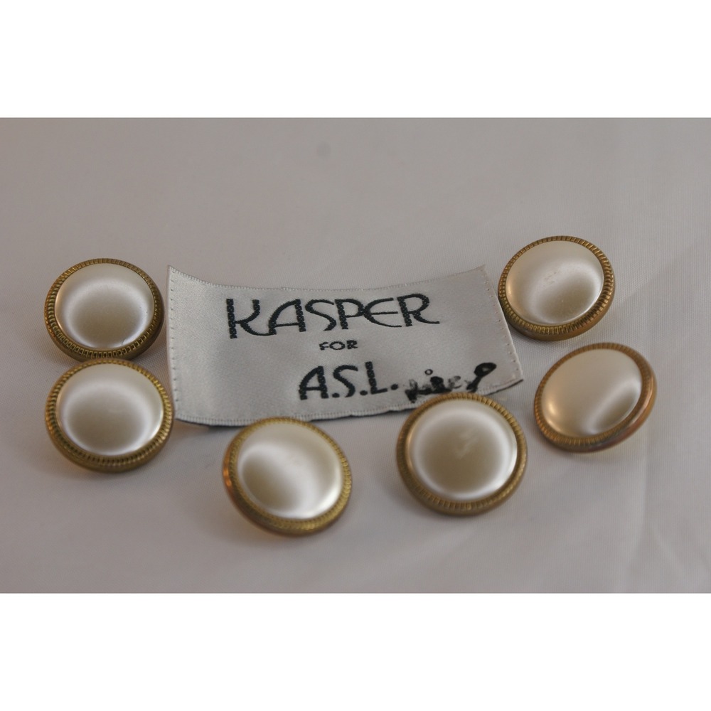 Kasper for ASL Vintage Replacement Buttons Set of 6 Gold Tone Faux Pearl‎ 20mm